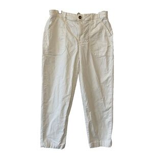 Marine Layer Pants Womens 14 Cream Mayo Slim Straight Utility Carpenter Crop